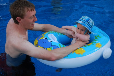 Silas didn't like the cold at first, but eventually got used to the pool